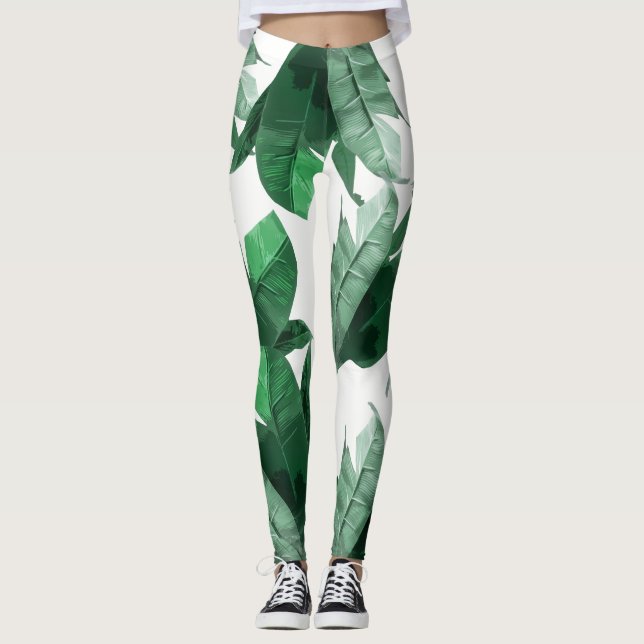 Bananen-Blatt-Druck-Leggings 2 Leggings (Vorderseite)