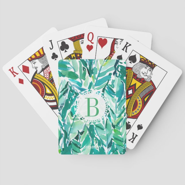 BANANEN-BLATT-DSCHUNGEL Grün tropisch Spielkarten (Rückseite)