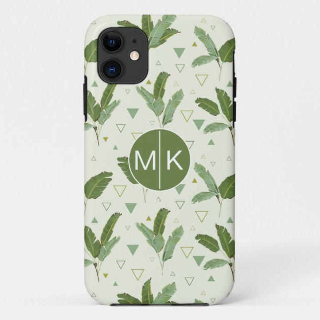 Bananen-Blatt mit Monogramm der Dreieck-| Case-Mate iPhone Hülle (Rückseite)