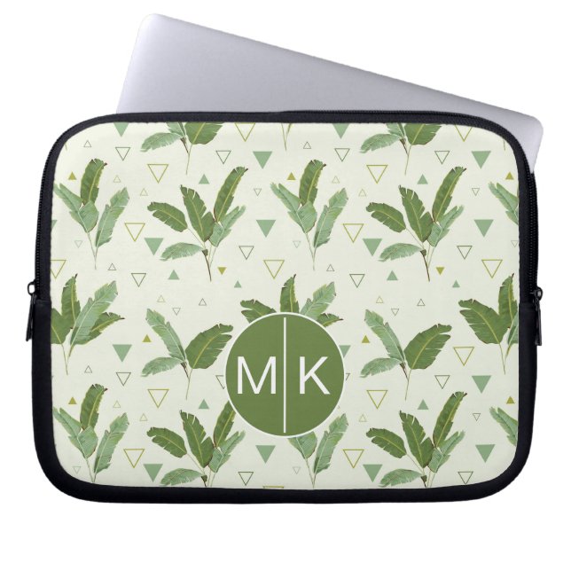Bananen-Blatt mit Monogramm der Dreieck-| Laptopschutzhülle (Vorderseite)