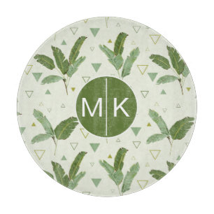 Bananen-Blatt mit Monogramm der Dreieck-  Schneidebrett