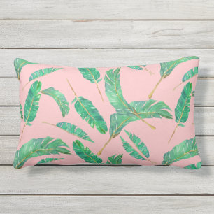 Bananen-Blatt-Rosa-Grün-tropisches Blätter-Muste Kissen Für Draußen