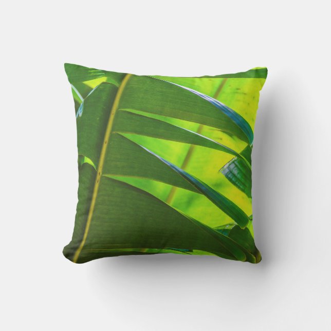 Bananen-Blätter u. Blumen-hawaiisches Kissen (Vorderseite)
