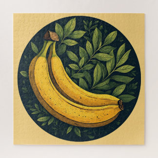 Bananen, Blätter und ein dunkler Kreis