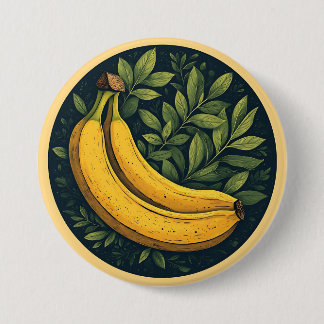 Bananen, Blätter und ein dunkler Kreis Button