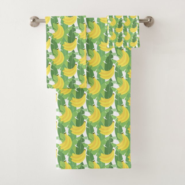 Bananen-Blätter und Frucht-Muster Badhandtuch Set (Insitu)