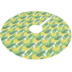 Bananen-Blätter und Frucht-Muster Polyester Weihnachtsbaumdecke