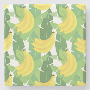 Bananen-Blätter und Frucht-Muster Steinuntersetzer