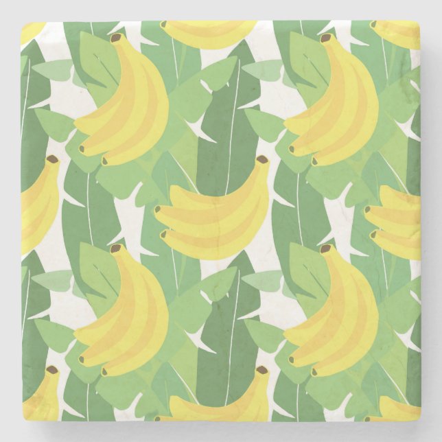 Bananen-Blätter und Frucht-Muster Steinuntersetzer (Vorderseite)