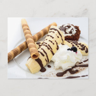 BANANEN-EIS-WAFFEL-DESSERT POSTCROSSING POSTKARTE