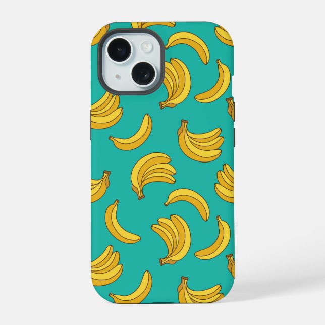 Bananen-Frucht-Spaß-Muster iPhone 15 Hülle (Rückseite)