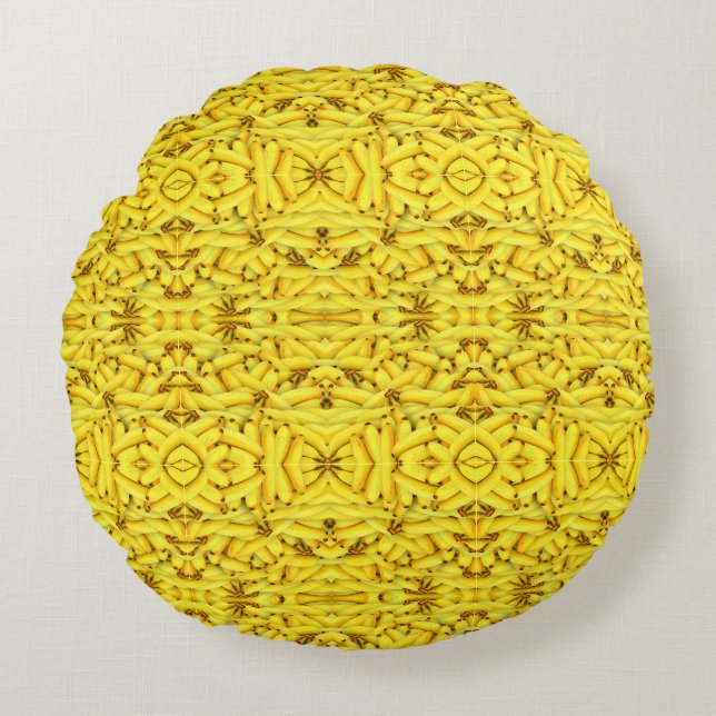 Bananen Fun 'Gelb' Rundes Kissen (Vorderseite)