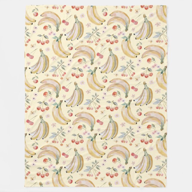 Bananen für Kirschen Fleecedecke (Vorderseite)