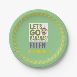 Bananen Geburtstagspartei EDITABLE Kreis von Banan Pappteller
