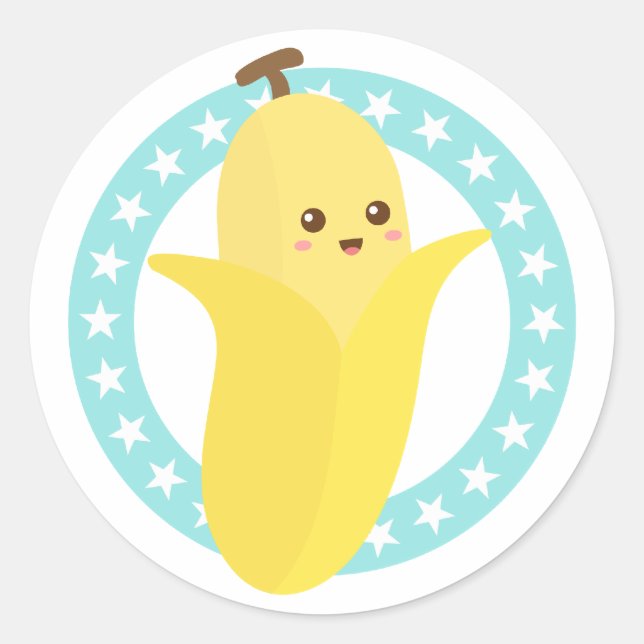 Bananen mit Niedlicher Banane Runder Aufkleber (Vorderseite)