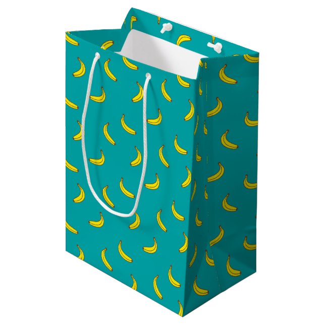 Bananen-Muster-Geschenk-Tasche Mittlere Geschenktüte (Vorderseite Schrägansicht)