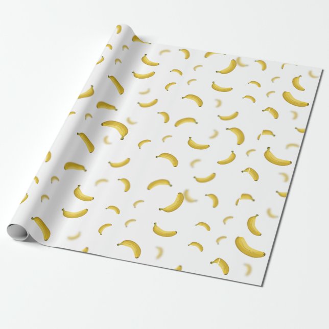 Bananen-Muster-Verpackungs-Weiß Geschenkpapier (Ungerollt)