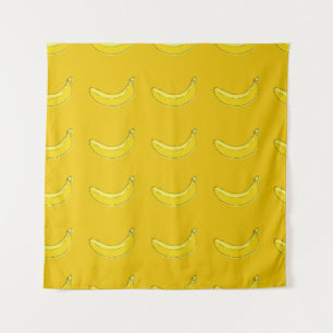 Bananen, Nahtloses Muster mit Bananen, Nahrungsmit Wandteppich