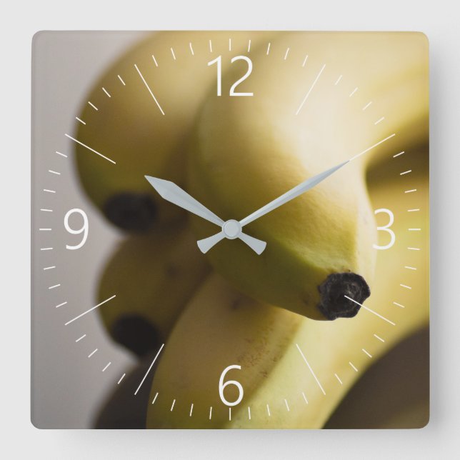 Bananen Quadratische Wanduhr (Vorderseite)