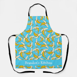 Bananen Tropenblau und Gelbfrucht-Muster Schürze