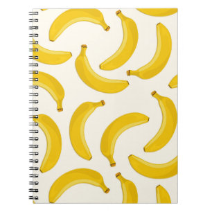 Bananen Tropicales Fruchtmuster, Gelb und Weiß Notizblock