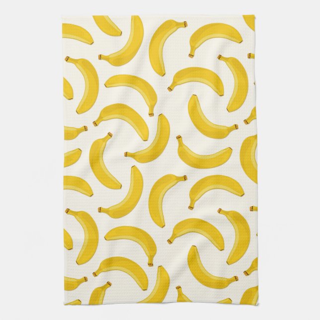Bananen-tropische Frucht-Druck, Gelb und Weiß Geschirrtuch (Vertikal)