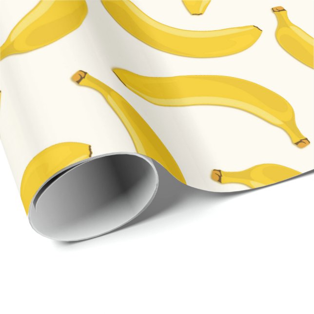 Bananen Tropischer Fruchtdruck, Gelb und Weiß Geschenkpapier (Rolleneckpunkt)