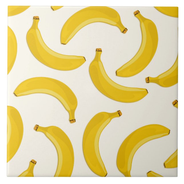 Bananen Tropischer Obstdruck, Gelb und Weiß Fliese (Vorderseite)