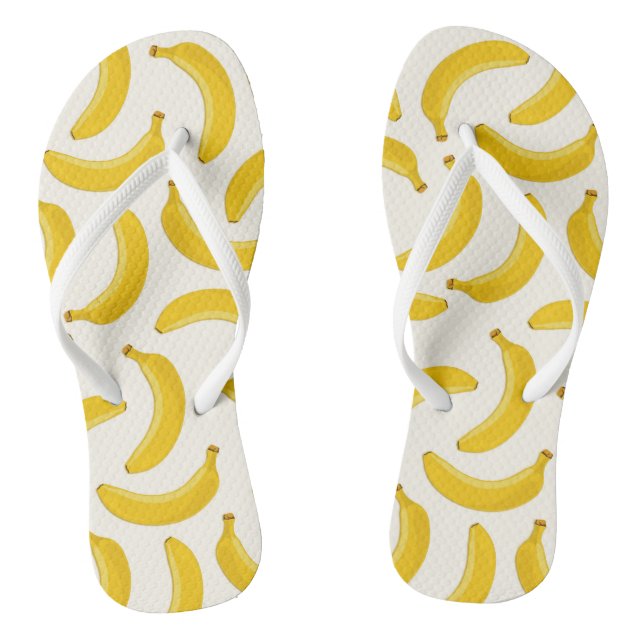Bananen Tropischer Obstdruck, Gelb und Weiß Flip Flops (Fußbett)