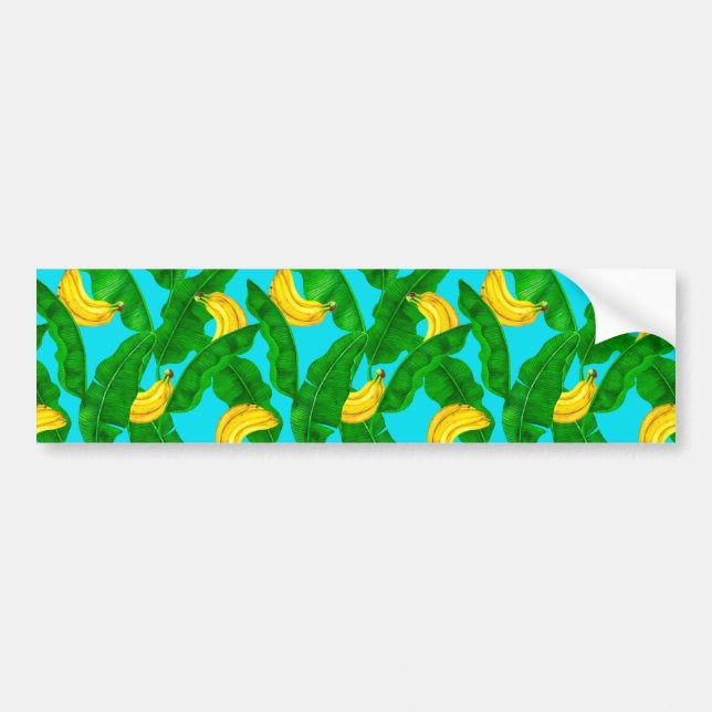 Bananen und Blätter Aquarellgestaltung Autoaufkleber (Vorne)