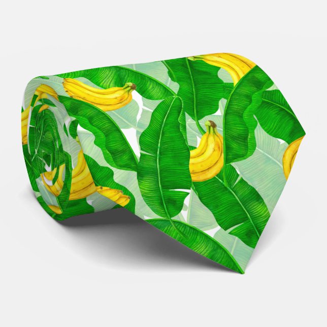 Bananen und Blätter Aquarellgestaltung Krawatte (Gerollt)