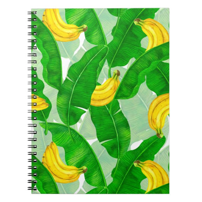 Bananen und Blätter Aquarellgestaltung Notizblock (Vorderseite)
