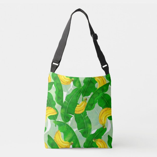 Bananen und Blätter Aquarellgestaltung Tragetaschen Mit Langen Trägern (Vorderseite)