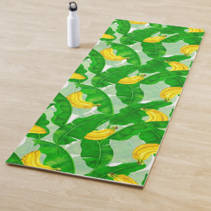 Bananen und Blätter Aquarellgestaltung Yogamatte