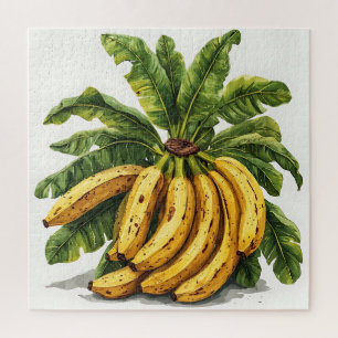 Bananen und ihre grünen Blätter