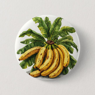 Bananen und ihre grünen Blätter Button