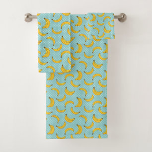 Bananen und Polk-Punkte Badhandtuch Set