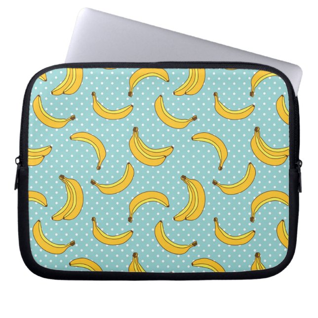 Bananen und Polk-Punkte Laptopschutzhülle (Vorderseite)
