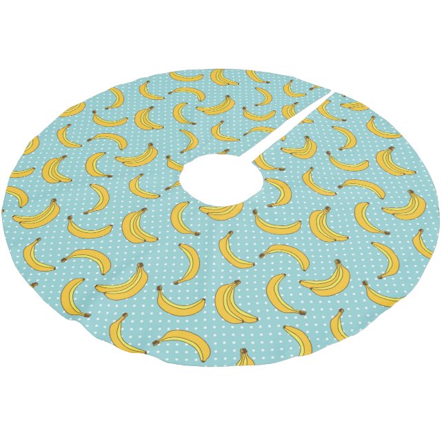 Bananen und Polk-Punkte Polyester Weihnachtsbaumdecke (Schrägansicht)