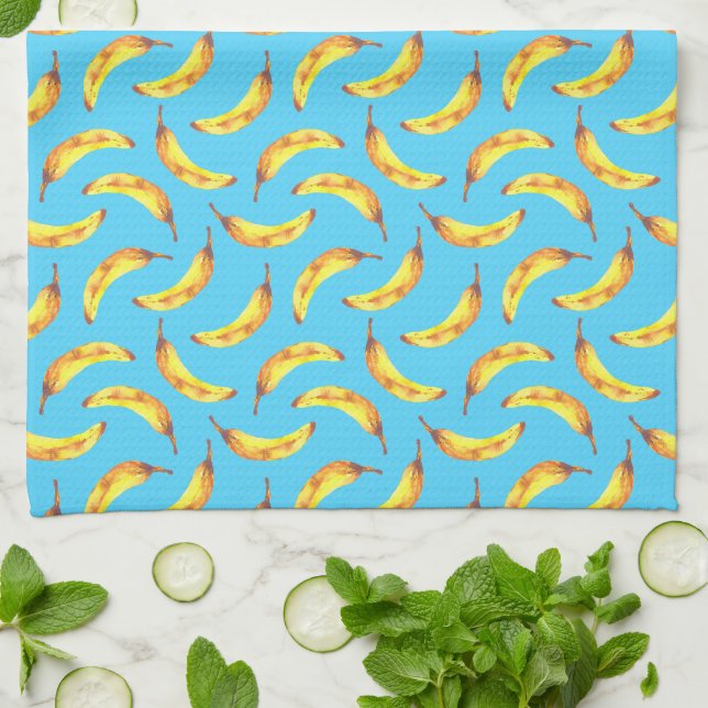 Bananen Wasserfarbmuster Geschirrtuch (Gefaltet)