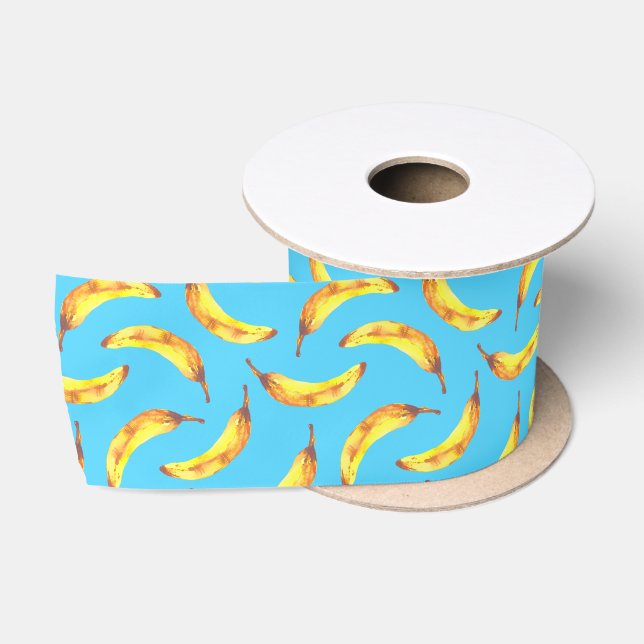 Bananen Wasserfarbmuster Satinband (Spule)