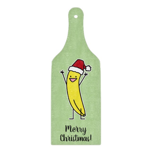 Bananen-Weihnachtsmannmütze-zujubelnder Schneidebrett (Vorderseite)