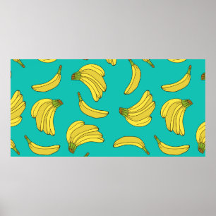 Bananen zeichnen ein nahtloses Muster. Skettelust Poster