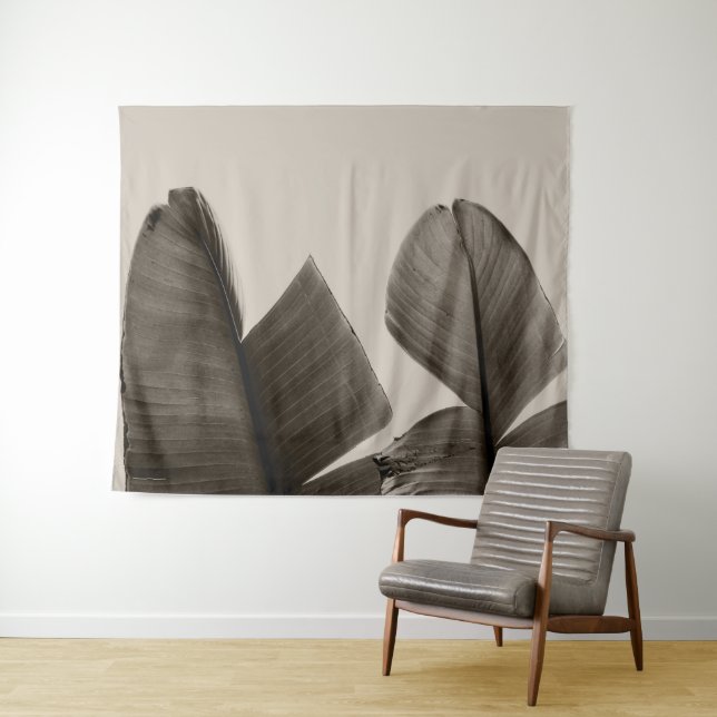Bananenbaum-Blätter in Sepia Wandteppich (Beispiel (Horizontal))