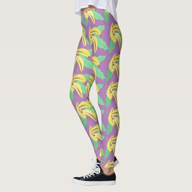 Bananenbounch Gelbes Muster Violet Legierung Leggings (Links)