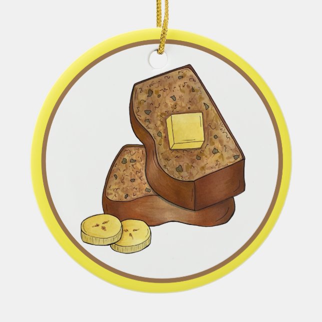 Bananenbrot, hausgemacht, mit Bäckerei gebacken Keramik Ornament (Vorne)