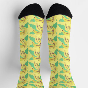 Bananenbündel Obstgrün Muster Blau Socken