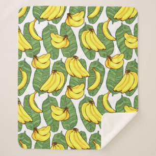 Bananenfrüchte Blätter tropisches Muster Sherpadecke