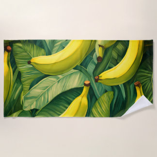 Bananenfrüchte und Blätter Tropisches Flair Strandtuch