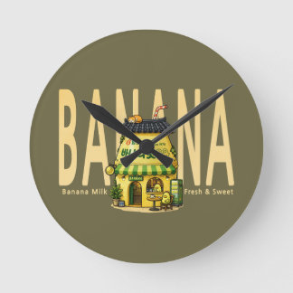 Bananenmilch-Café-Wanduhr Runde Wanduhr